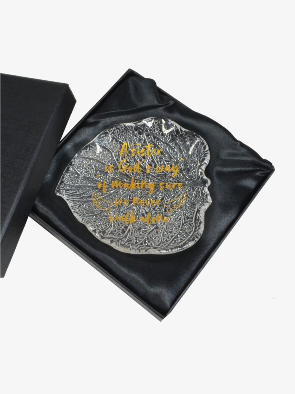 Sister Leaf-shaped Glass Jewelry Dish
